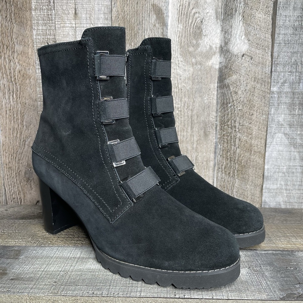 Womens Blondo Reilly Black Suede Waterproof Zip Heeled Boots Booties Size 10 M